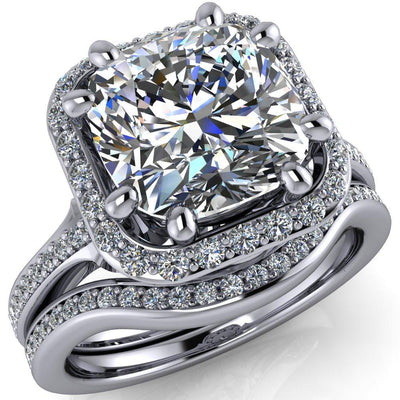 Kizzie Cushion Moissanite 4 Prong Engagement Ring-Custom-Made Jewelry-Fire & Brilliance ®