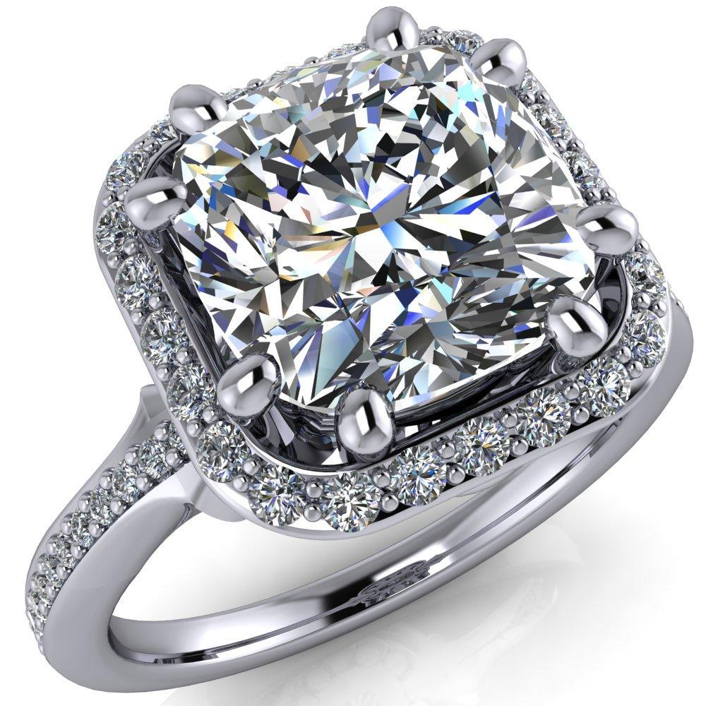 Kizzie Cushion Moissanite 4 Prong Engagement Ring-Custom-Made Jewelry-Fire & Brilliance ®