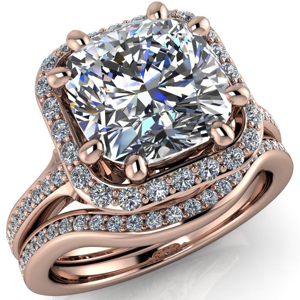 Kizzie Cushion Moissanite 4 Prong Engagement Ring-Custom-Made Jewelry-Fire & Brilliance ®