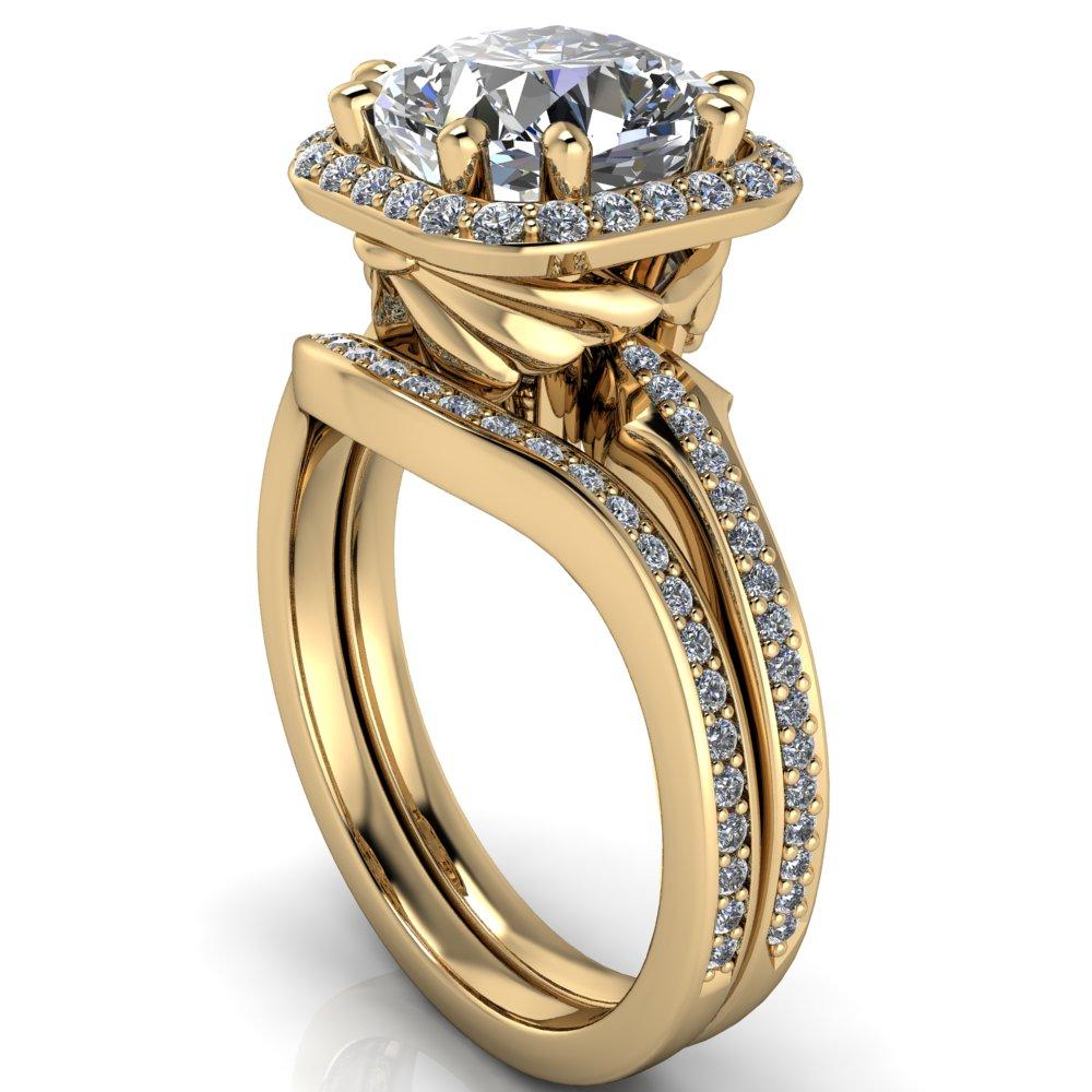 Kizzie Cushion Moissanite 4 Prong Engagement Ring-Custom-Made Jewelry-Fire & Brilliance ®