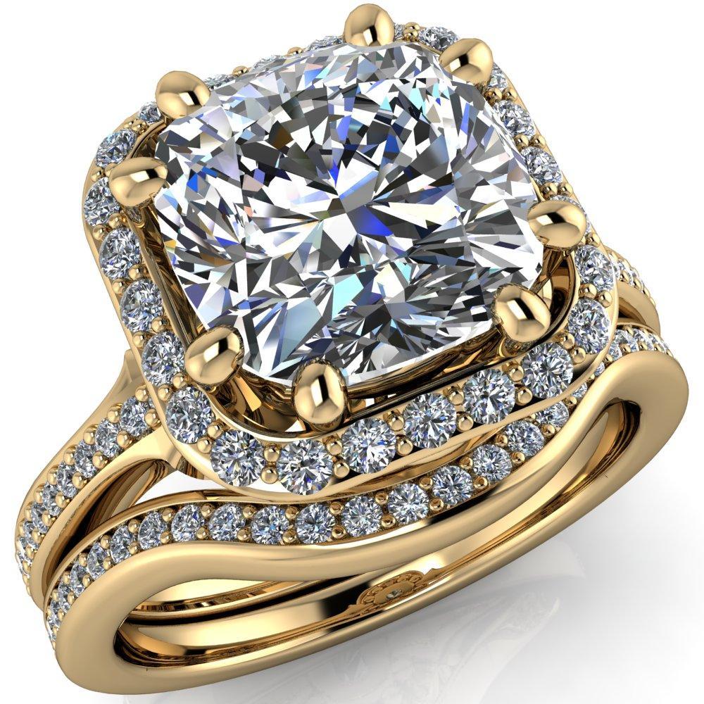 Kizzie Cushion Moissanite 4 Prong Engagement Ring-Custom-Made Jewelry-Fire & Brilliance ®