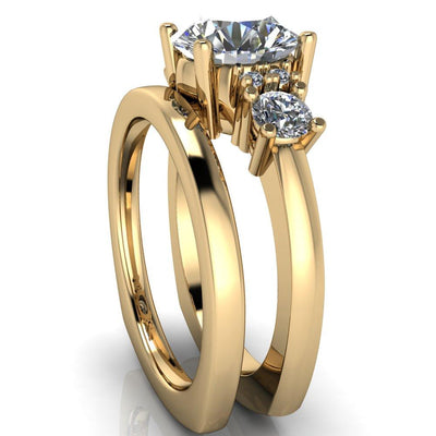 Klein Round Moissanite Trinity Under Bezel Euro Shank Engagement Ring-Custom-Made Jewelry-Fire & Brilliance ®