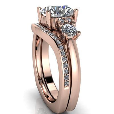 Klein Round Moissanite Trinity Under Bezel Euro Shank Engagement Ring-Custom-Made Jewelry-Fire & Brilliance ®