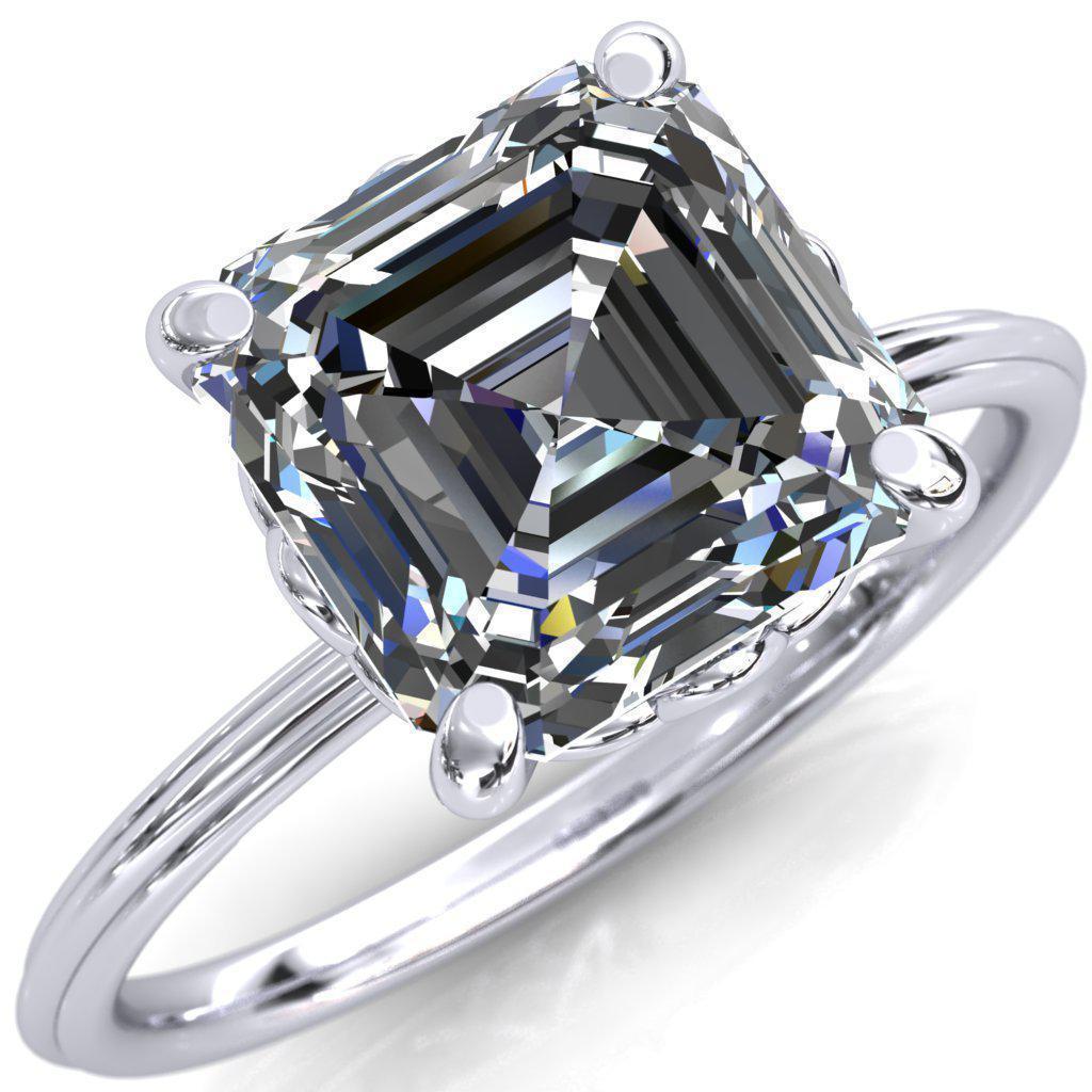 Klimt Asscher Moissanite Undulating Oval Chain Wrap Engagement Ring-Custom-Made Jewelry-Fire & Brilliance ®