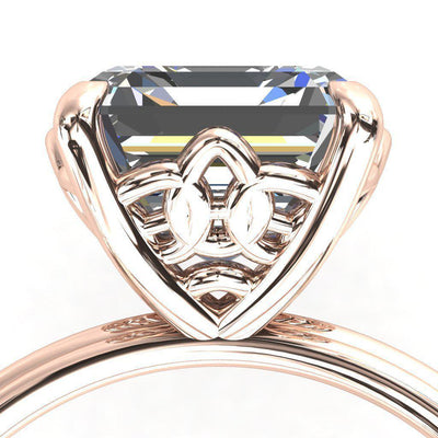 Klimt Asscher Moissanite Undulating Oval Chain Wrap Engagement Ring-Custom-Made Jewelry-Fire & Brilliance ®