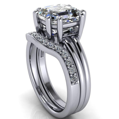 Knox Asscher Moissanite 6 Prong Shank Split Engagement Ring-Custom-Made Jewelry-Fire & Brilliance ®