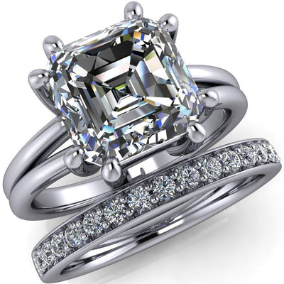 Knox Asscher Moissanite 6 Prong Shank Split Engagement Ring-Custom-Made Jewelry-Fire & Brilliance ®