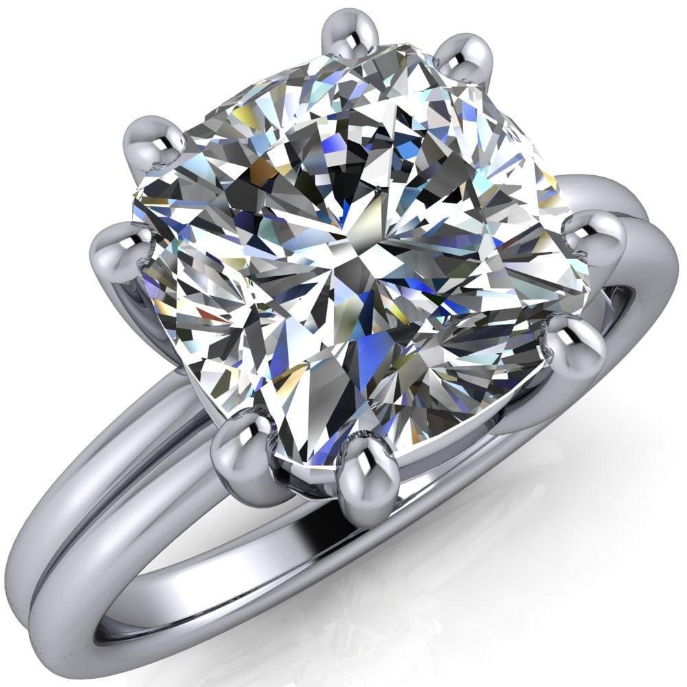 Knox Cushion Moissanite 6 Prong Shank Split Engagement Ring-Custom-Made Jewelry-Fire & Brilliance ®