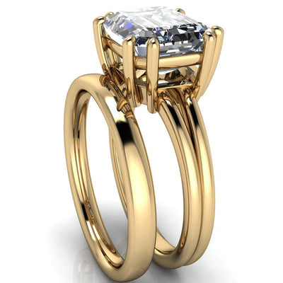 Knox Emerald Moissanite 6 Prong Shank Split Engagement Ring-Custom-Made Jewelry-Fire & Brilliance ®