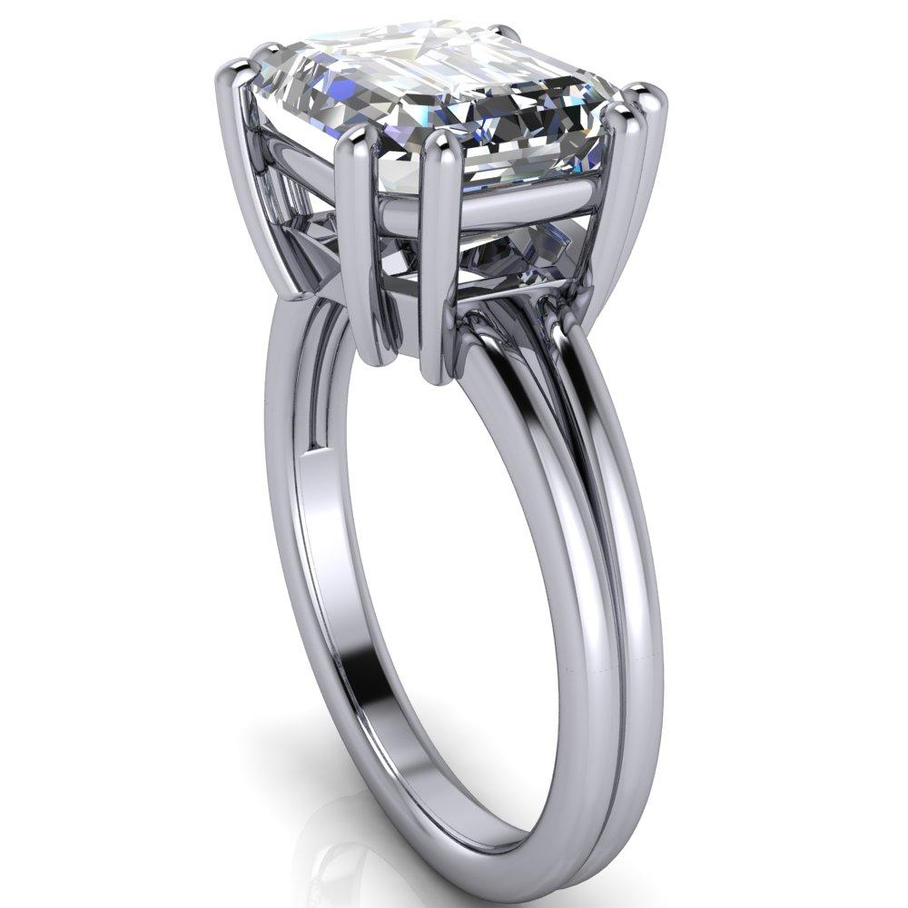 Knox Emerald Moissanite 6 Prong Shank Split Engagement Ring-Custom-Made Jewelry-Fire & Brilliance ®