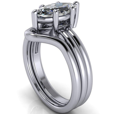 Knox Marquise Moissanite Under Bezel 6 Prong Ring-Custom-Made Jewelry-Fire & Brilliance ®