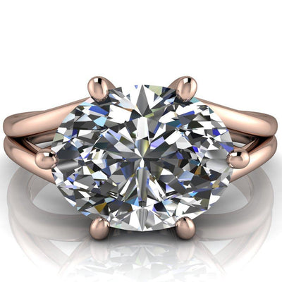 Knox Oval Moissanite 6 Prong Shank Split Engagement Ring-Custom-Made Jewelry-Fire & Brilliance ®