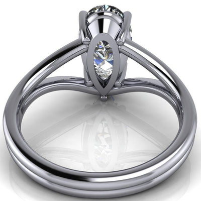 Knox Pear Moissanite 5 Prong Shank Split Engagement Ring-Custom-Made Jewelry-Fire & Brilliance ®