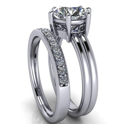 Knox Round Moissanite 6 Prong Shank Split Engagement Ring-Custom-Made Jewelry-Fire & Brilliance ®