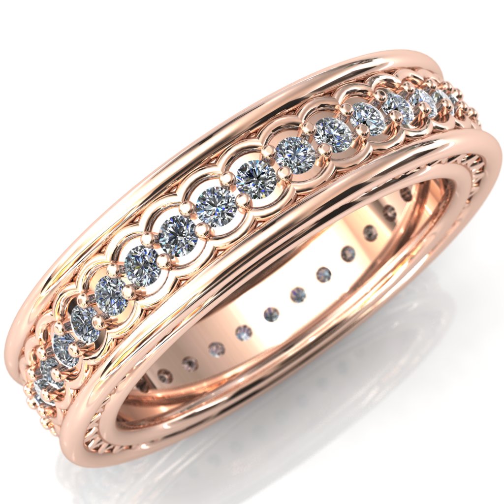 Cosmic Round Cut Gems Couple's Full Eternity Matching Two-Band Set