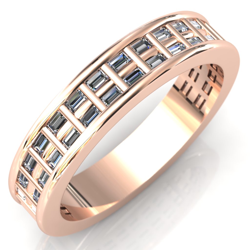 Rolling Baguettes Couple's 3/4 Eternity Matching Two-Band Set