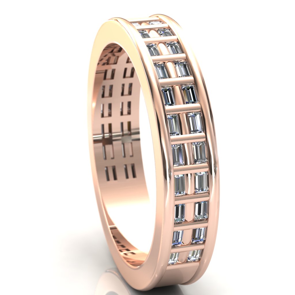 Rolling Baguettes Couple's 3/4 Eternity Matching Two-Band Set