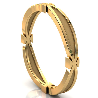 Infinity Ribbon Round Cut Gems Couple's Full Eternity Matching Two-Band Set