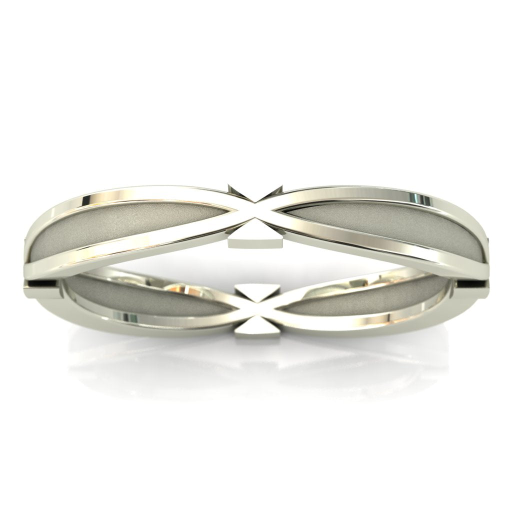 Infinity Ribbon Round Cut Gems Couple's Full Eternity Matching Two-Band Set