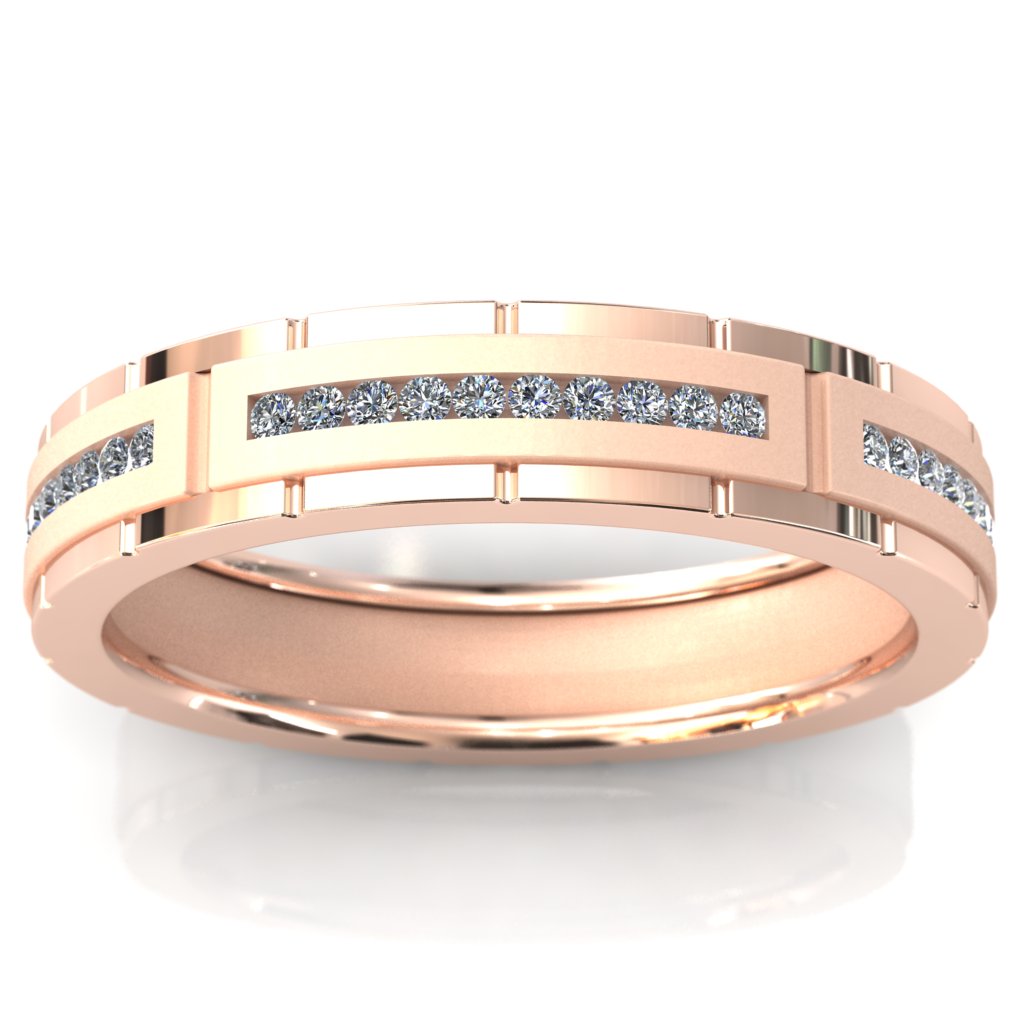 High-End Round Cut Gems Couple's Full Eternity Matching Two-Band Set