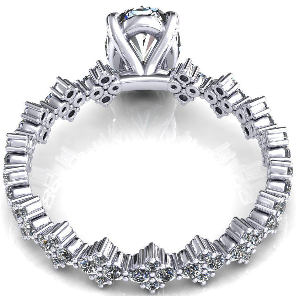 Lacy Oval Moissanite 4 Prong Single Rail Full Eternity Engagement Ring-FIRE & BRILLIANCE