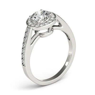Laila Round Moissanite Diamond Channel Full Bezel Cathedral Engagement Ring-Custom-Made Jewelry-Fire & Brilliance ®