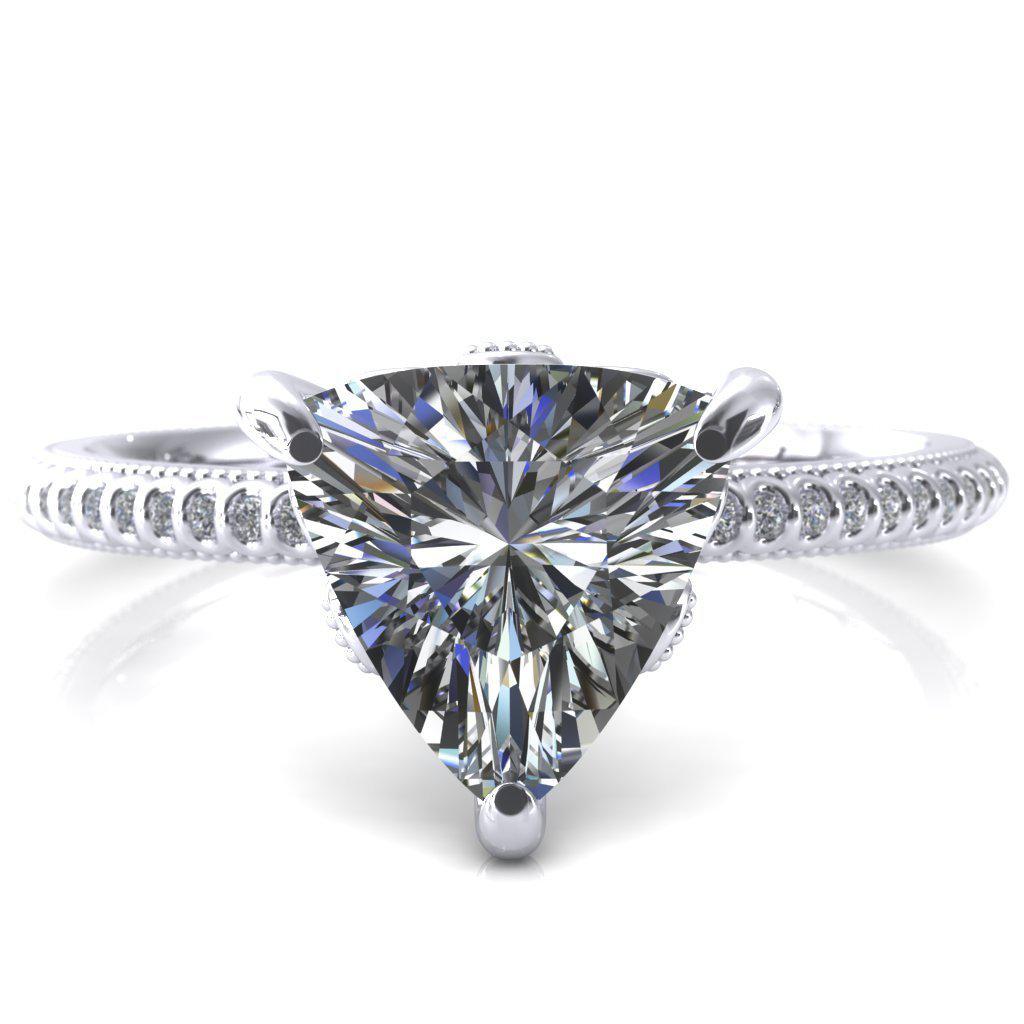 Lalique Trillion Moissanite 3 Prong Engagement Ring-Custom-Made Jewelry-Fire & Brilliance ®