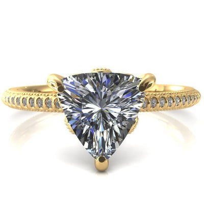 Lalique Trillion Moissanite 3 Prong Engagement Ring-Custom-Made Jewelry-Fire & Brilliance ®