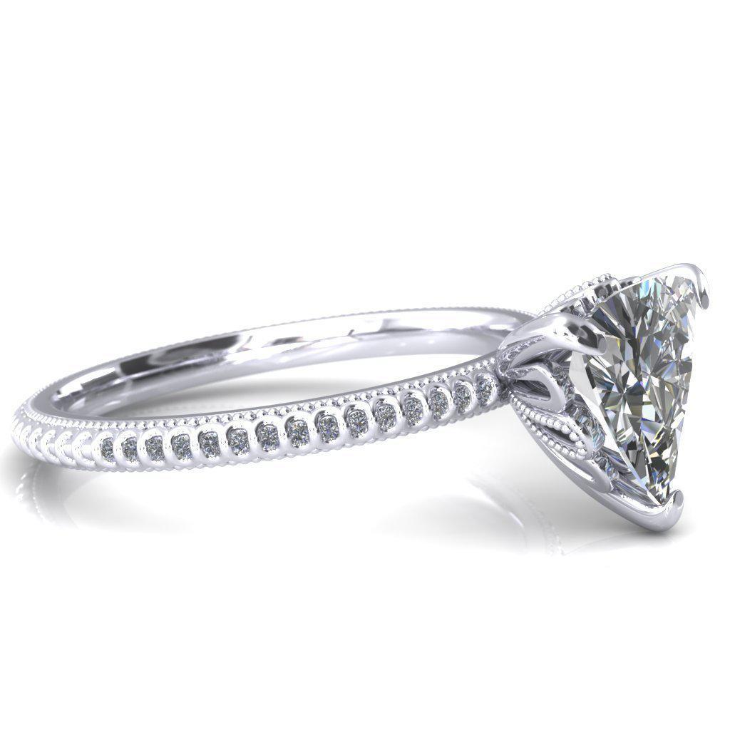 Lalique Trillion Moissanite 3 Prong Engagement Ring-Custom-Made Jewelry-Fire & Brilliance ®