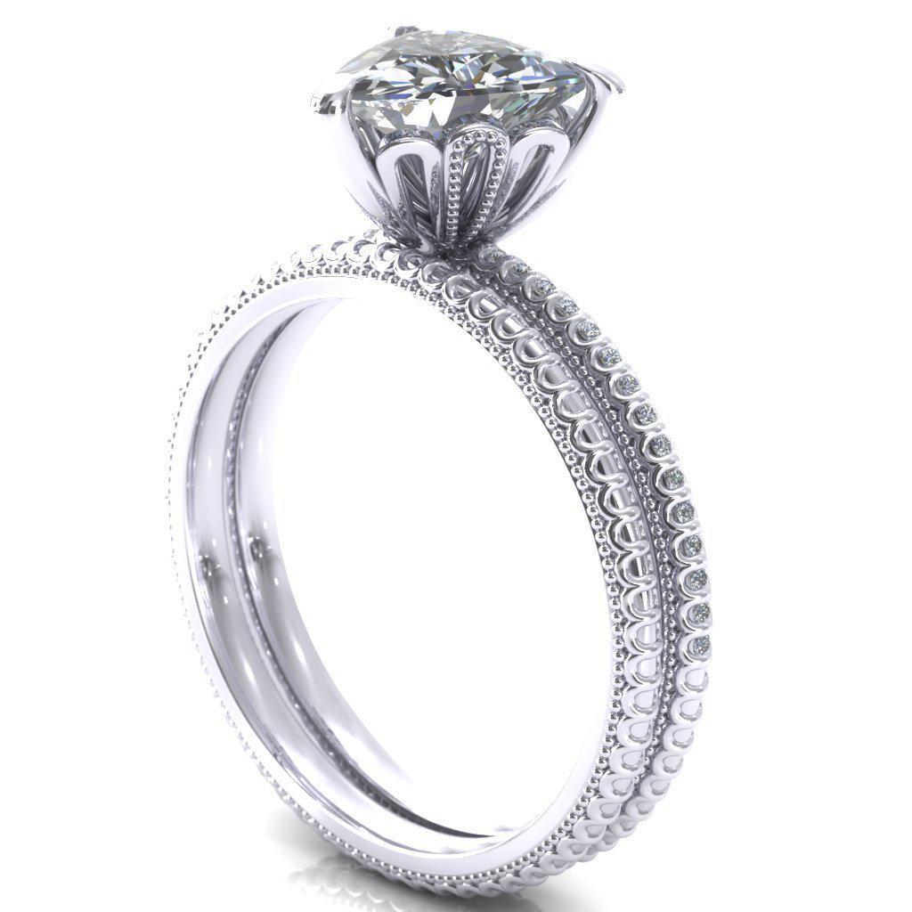 Lalique Trillion Moissanite 3 Prong Engagement Ring-Custom-Made Jewelry-Fire & Brilliance ®