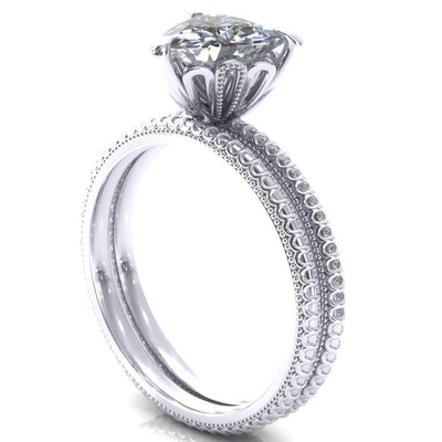 Lalique Trillion Moissanite 3 Prong Engagement Ring-Custom-Made Jewelry-Fire & Brilliance ®