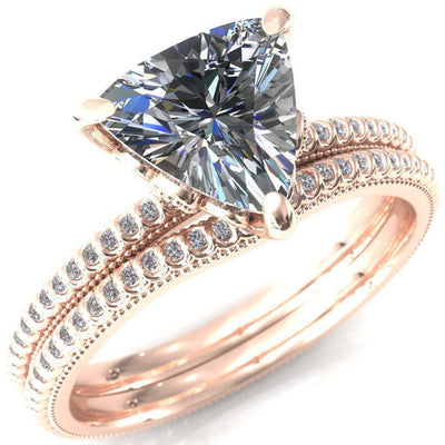 Lalique Trillion Moissanite 3 Prong Engagement Ring-Custom-Made Jewelry-Fire & Brilliance ®