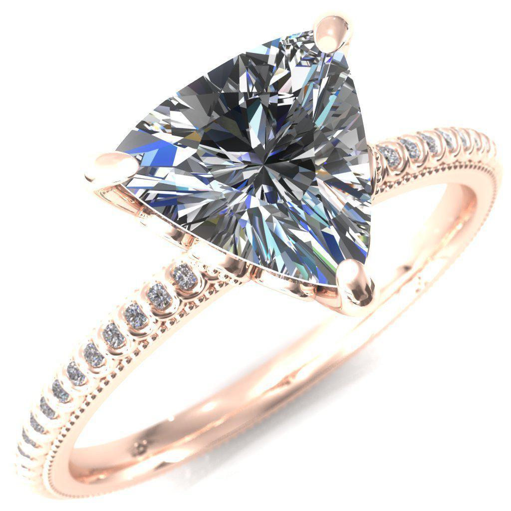 Lalique Trillion Moissanite 3 Prong Engagement Ring-Custom-Made Jewelry-Fire & Brilliance ®