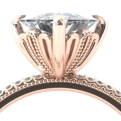 Lalique Trillion Moissanite 3 Prong Engagement Ring-Custom-Made Jewelry-Fire & Brilliance ®