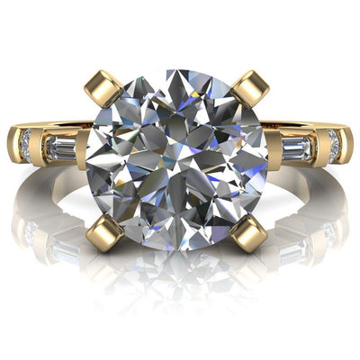Lana Round Moissanite 4 Prong Baguette Accent Ring-Custom-Made Jewelry-Fire & Brilliance ®