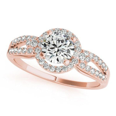 Latasha Round Moissanite Split Shank Cathedral Engagement Ring-Custom-Made Jewelry-Fire & Brilliance ®