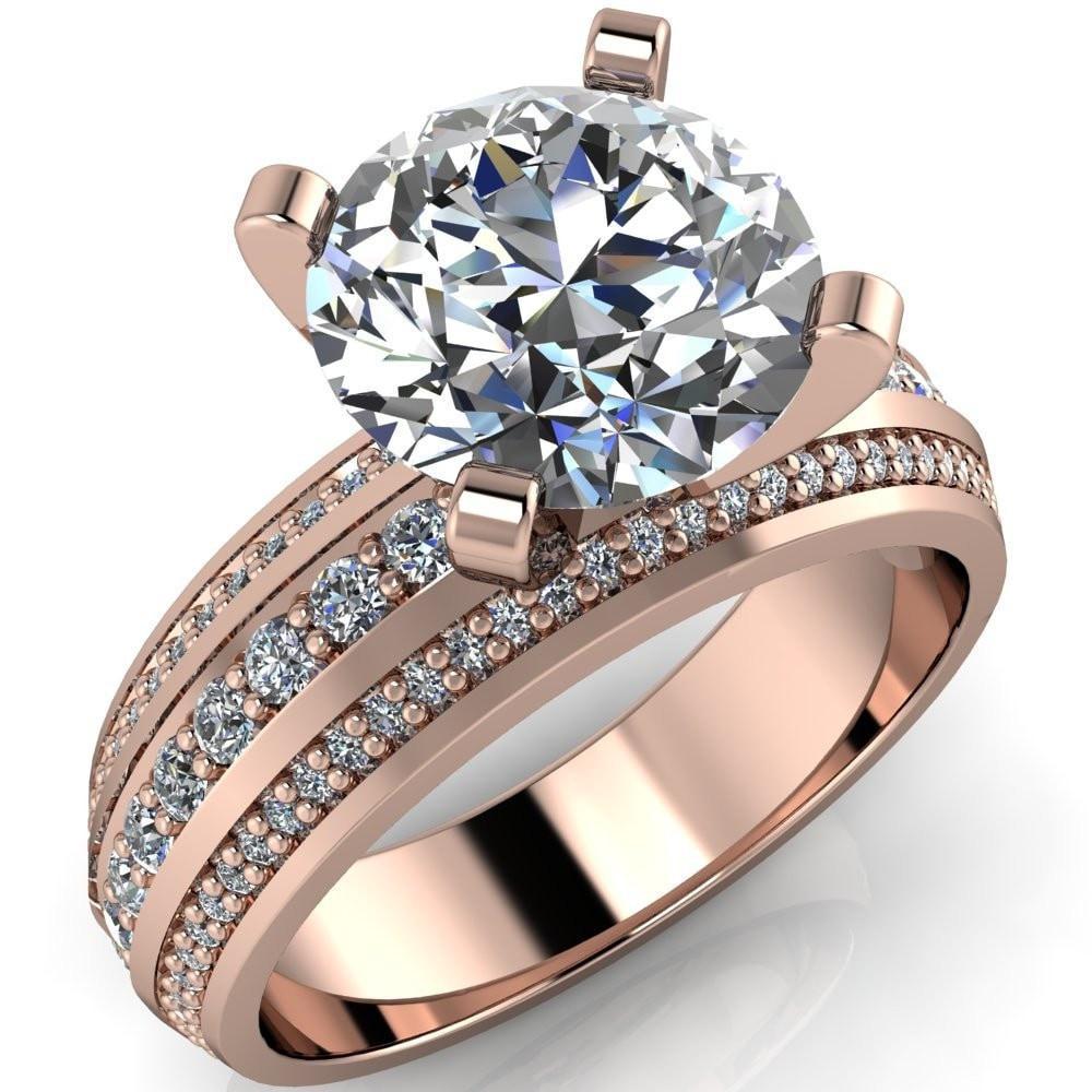 Laura Round Moissanite Thick Triple Diamond Row Ring-Custom-Made Jewelry-Fire & Brilliance ®