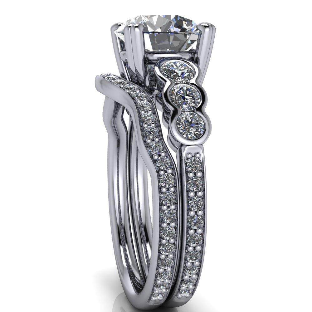 Laurel Round Moissanite Multi Diamond Side Accent Ring-Custom-Made Jewelry-Fire & Brilliance ®