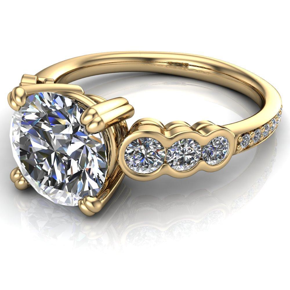 Laurel Round Moissanite Multi Diamond Side Accent Ring-Custom-Made Jewelry-Fire & Brilliance ®