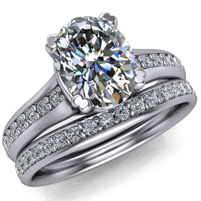 Laurent Oval Moissanite Diamond Channel 4 Prong Ring-Custom-Made Jewelry-Fire & Brilliance ®