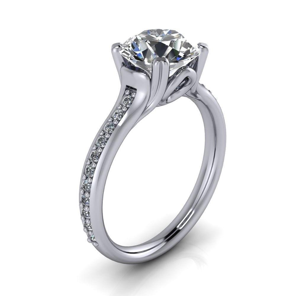 Laurent Round Moissanite 4 Prong Diamond Channel Engagement Ring-Custom-Made Jewelry-Fire & Brilliance ®