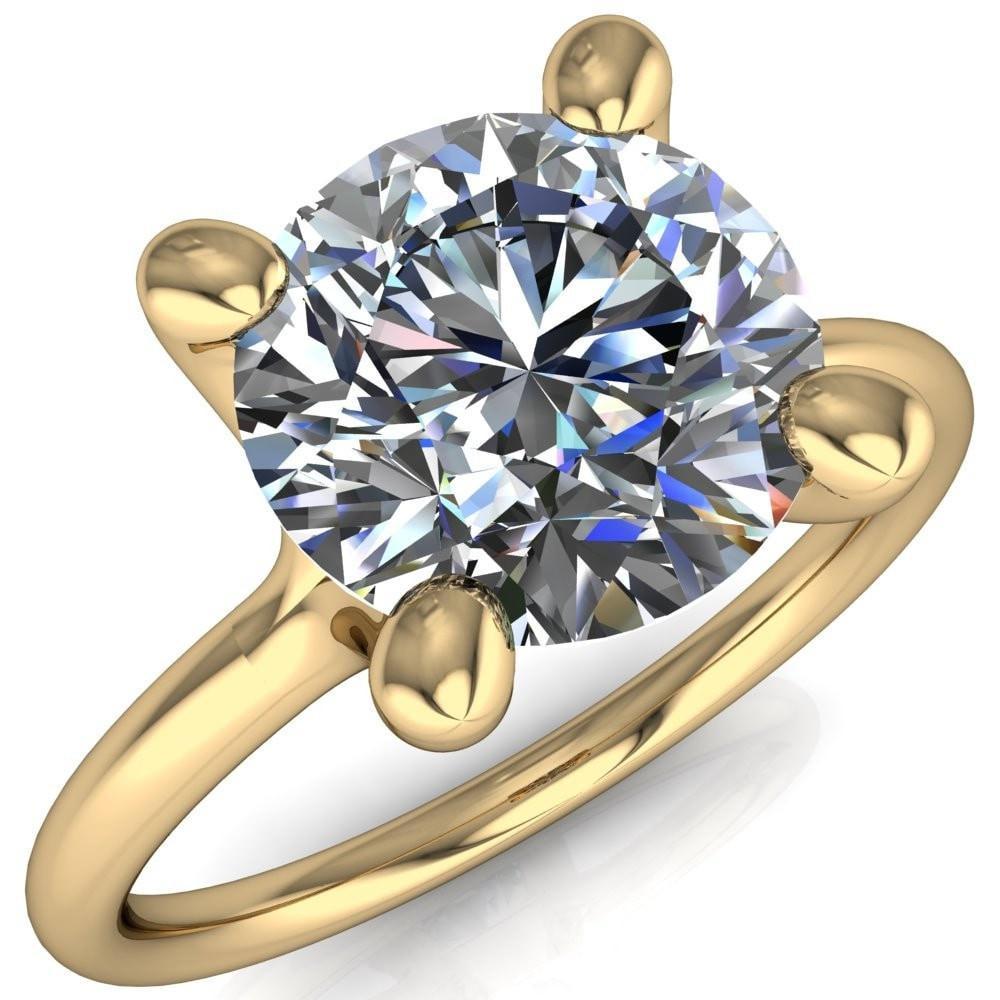 Laurissa Round Moissanite Split 4 Prong U Shape Bridge Solitaire Ring-Custom-Made Jewelry-Fire & Brilliance ®