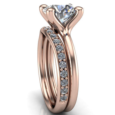 Laurissa Round Moissanite Split 4 Prong U Shape Bridge Solitaire Ring-Custom-Made Jewelry-Fire & Brilliance ®