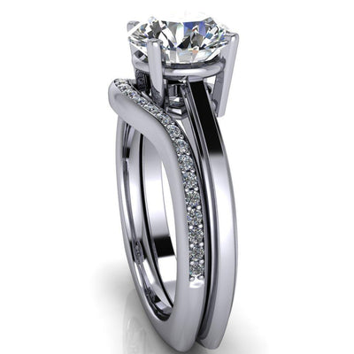 Layla Round Moissanite Euro Edge Shank Solitaire Ring-Custom-Made Jewelry-Fire & Brilliance ®