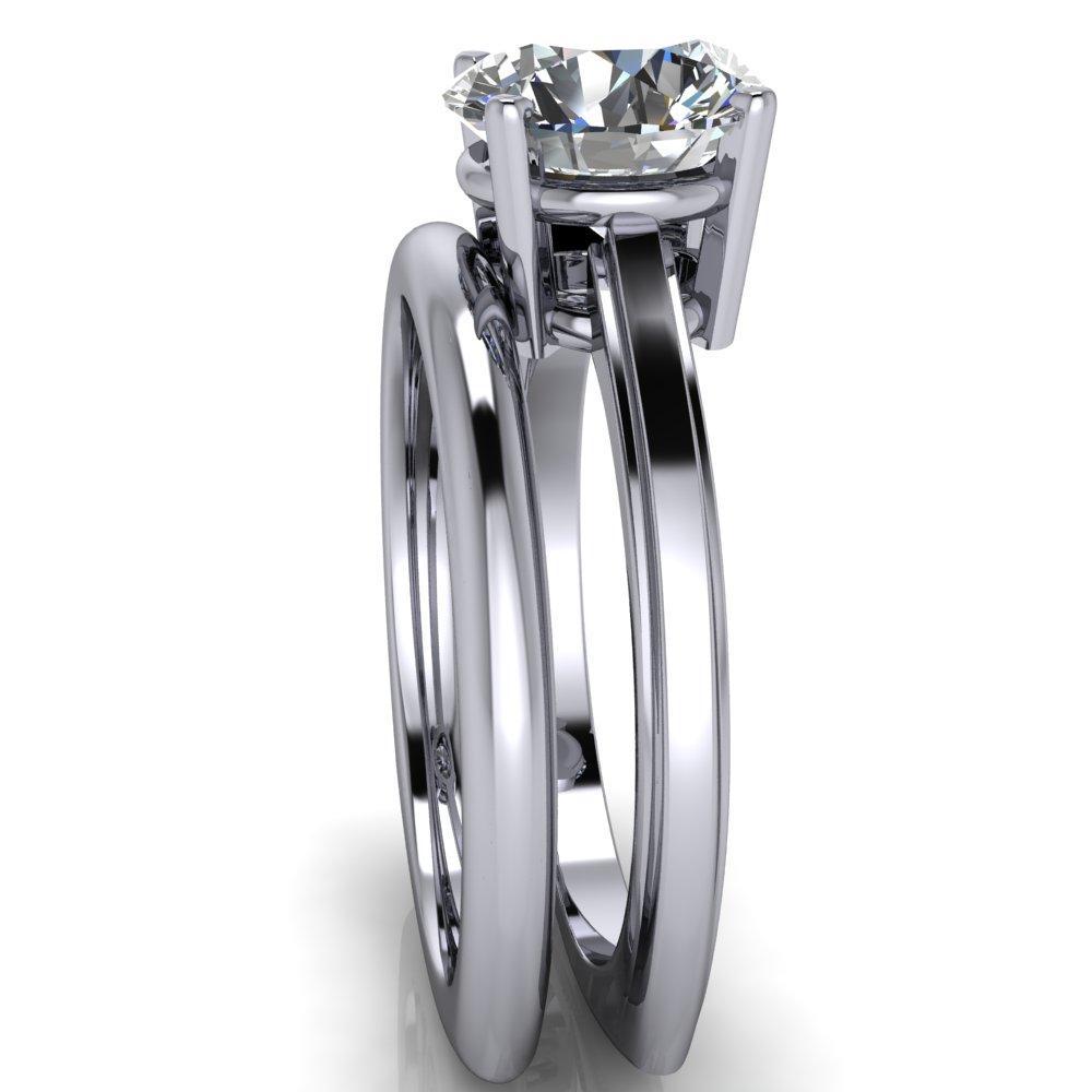 Layla Round Moissanite Euro Edge Shank Solitaire Ring-Custom-Made Jewelry-Fire & Brilliance ®
