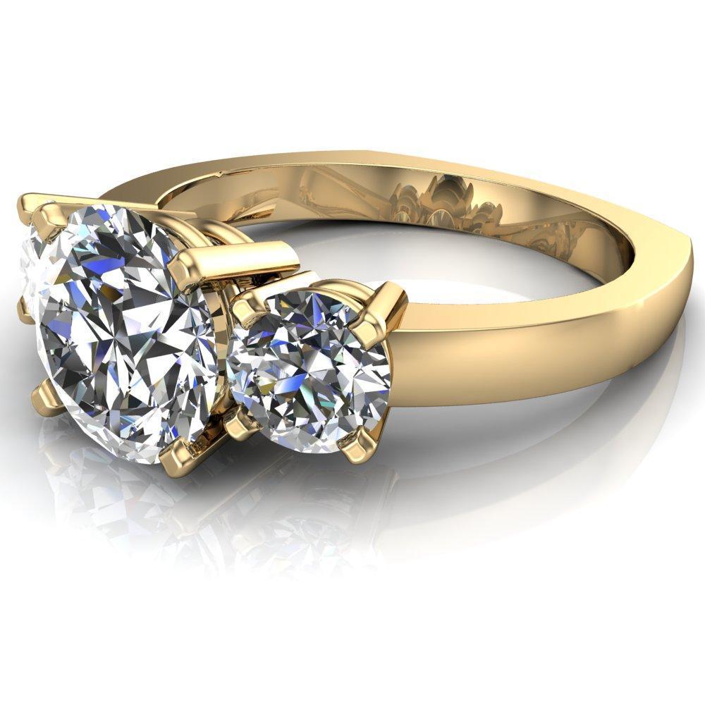 Leanna Round Moissanite Timeless Under Bezel Euro Shank 3 Stone Ring-Custom-Made Jewelry-Fire & Brilliance ®