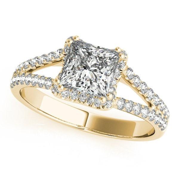 Lena Princess/Square Moissanite Split Shank Halo Engagement Ring-Custom-Made Jewelry-Fire & Brilliance ®