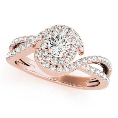 Leonie Round Moissanite Split Bypass Shank Halo Engagement Ring-Custom-Made Jewelry-Fire & Brilliance ®