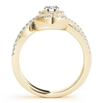 Leonie Round Moissanite Split Bypass Shank Halo Engagement Ring-Custom-Made Jewelry-Fire & Brilliance ®