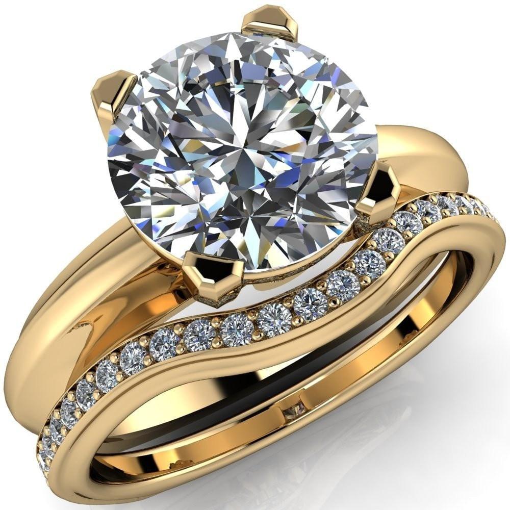 Lexa Round Center Stone 4 Prong Upper Rail with Diamonds Euro Shank So ...